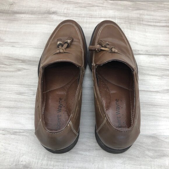 Robert Wayne Loafers Mens 8 Brown Leather Slip On Tassel Shoes main image 8